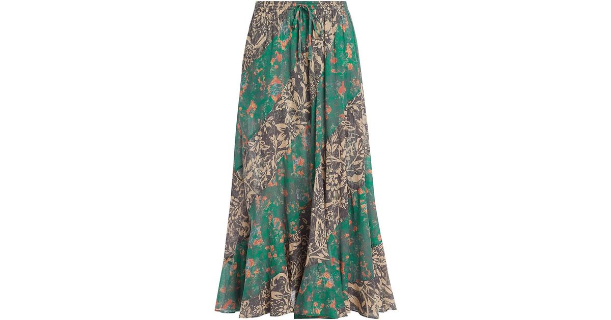 Free People Jackie Colorblocked Maxi Skirt in Green | Lyst