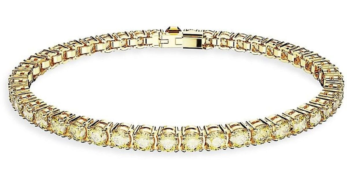 Swarovski Matrix Goldplated & Crystal Tennis Bracelet in Metallic Lyst