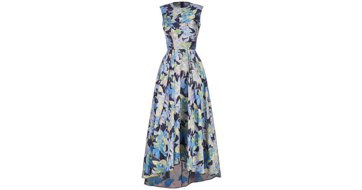 Kay Unger Carter Asymmetric Floral Gown in Blue | Lyst