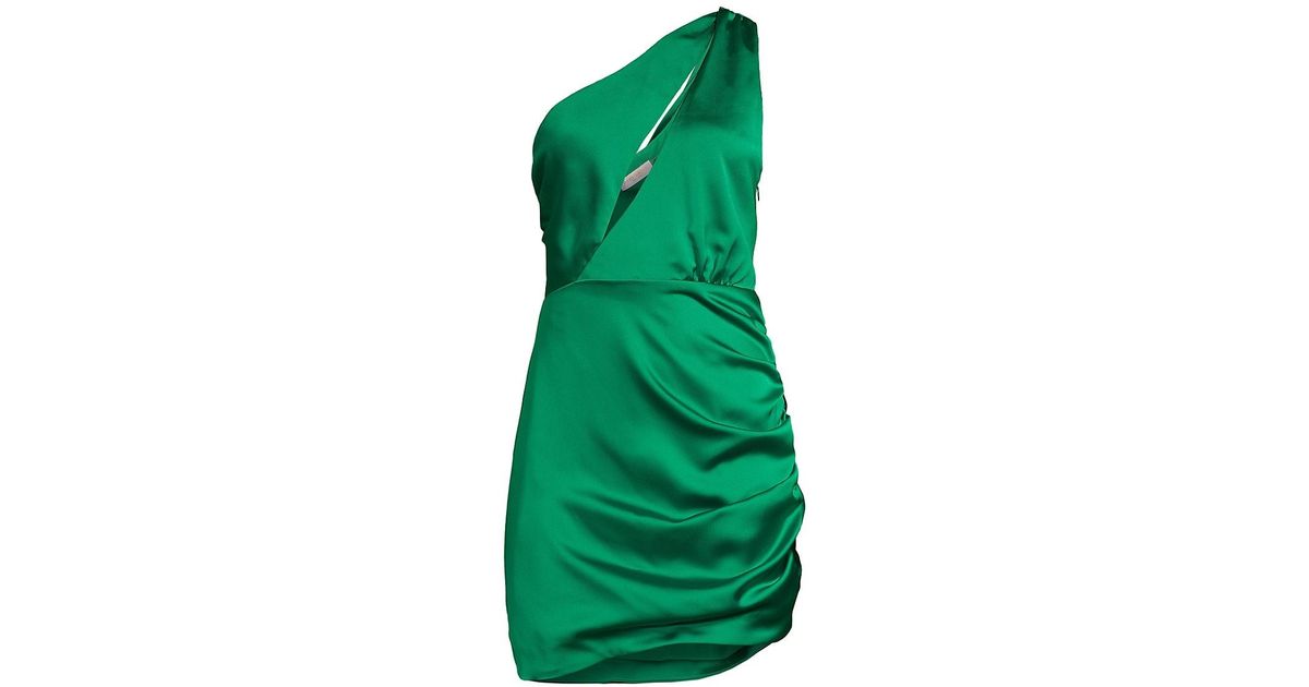 Ramy Brook Madison One-shoulder Satin Minidress in Green | Lyst