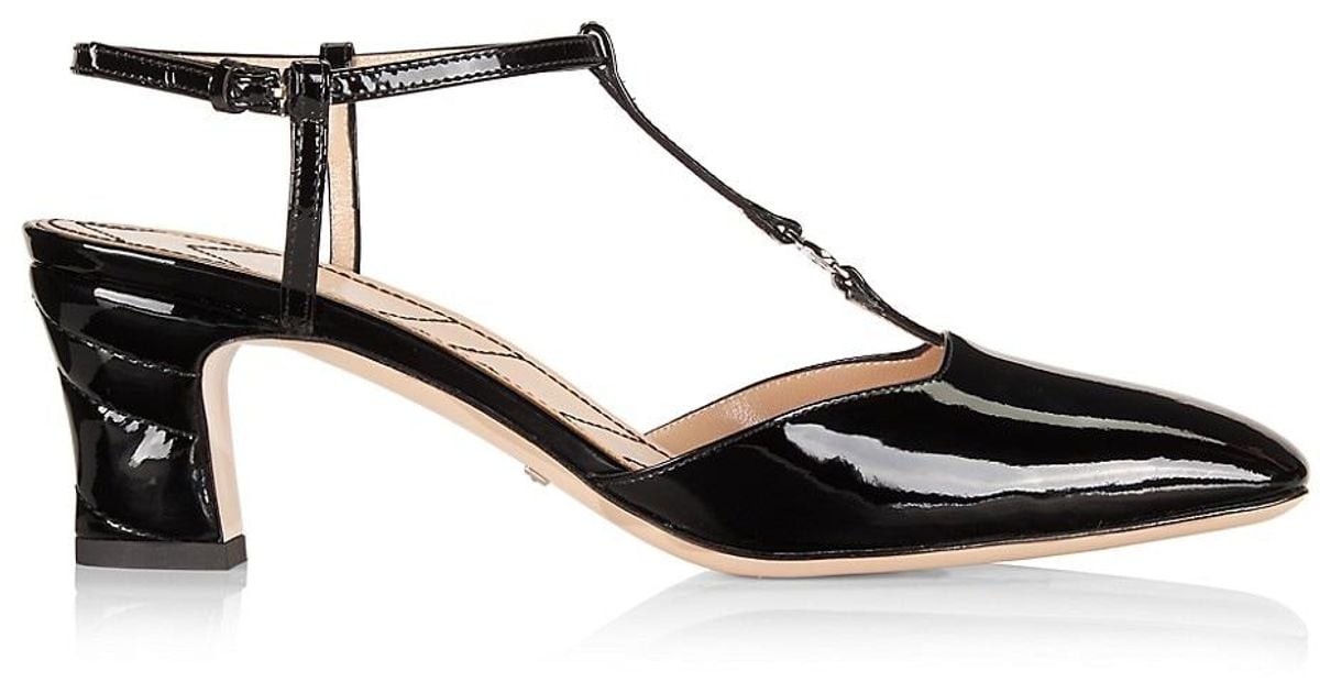 Gucci Marmont 55mm Patent Leather Tstrap Pumps in Black Lyst