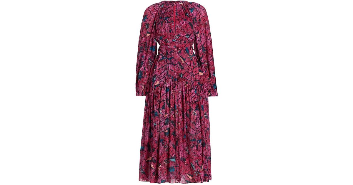 Ulla Johnson Helia Keyhole Cotton Midi-dress in Purple | Lyst