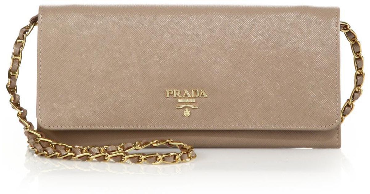 prada leather wallet on chain