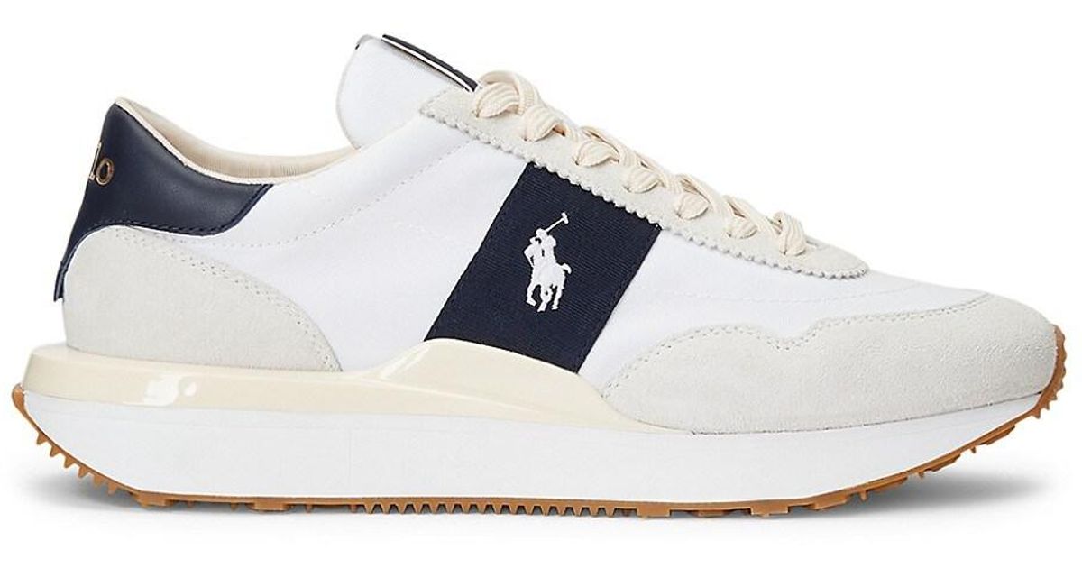 Polo Ralph Lauren Leather Train 89 Sneakers in White for Men | Lyst