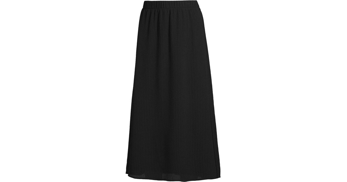 Eileen Fisher Ribbed Silk Midi-skirt in Black | Lyst