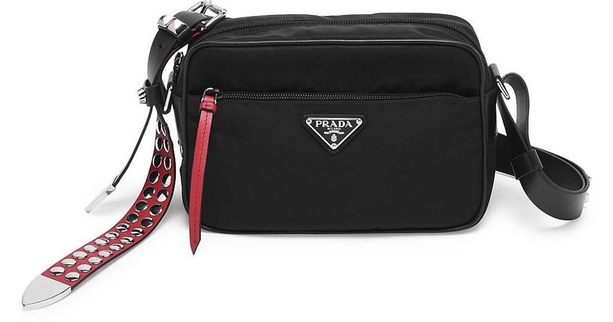 prada nylon studded shoulder bag