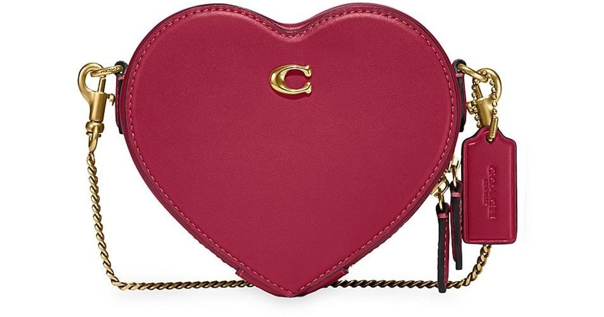COACH Leather Heart Crossbody Bag in Red Lyst