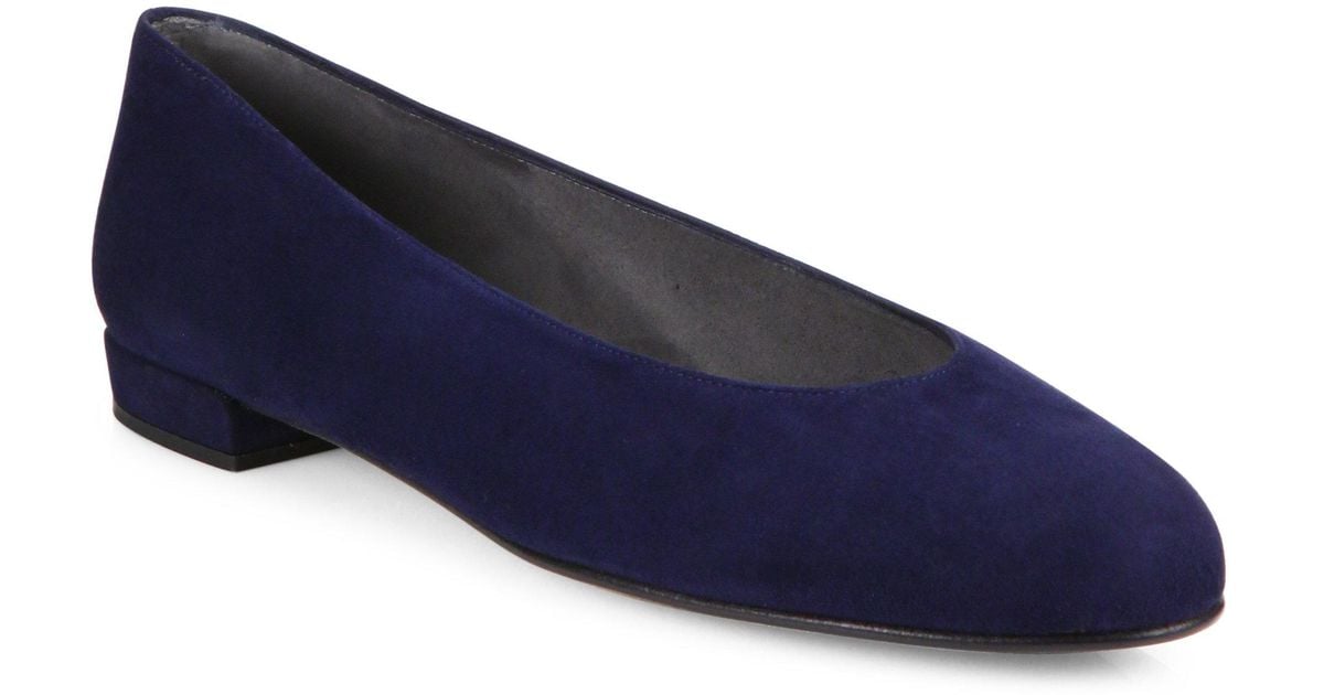 Stuart Weitzman Chicflat Suede Ballet Flats in Blue Lyst