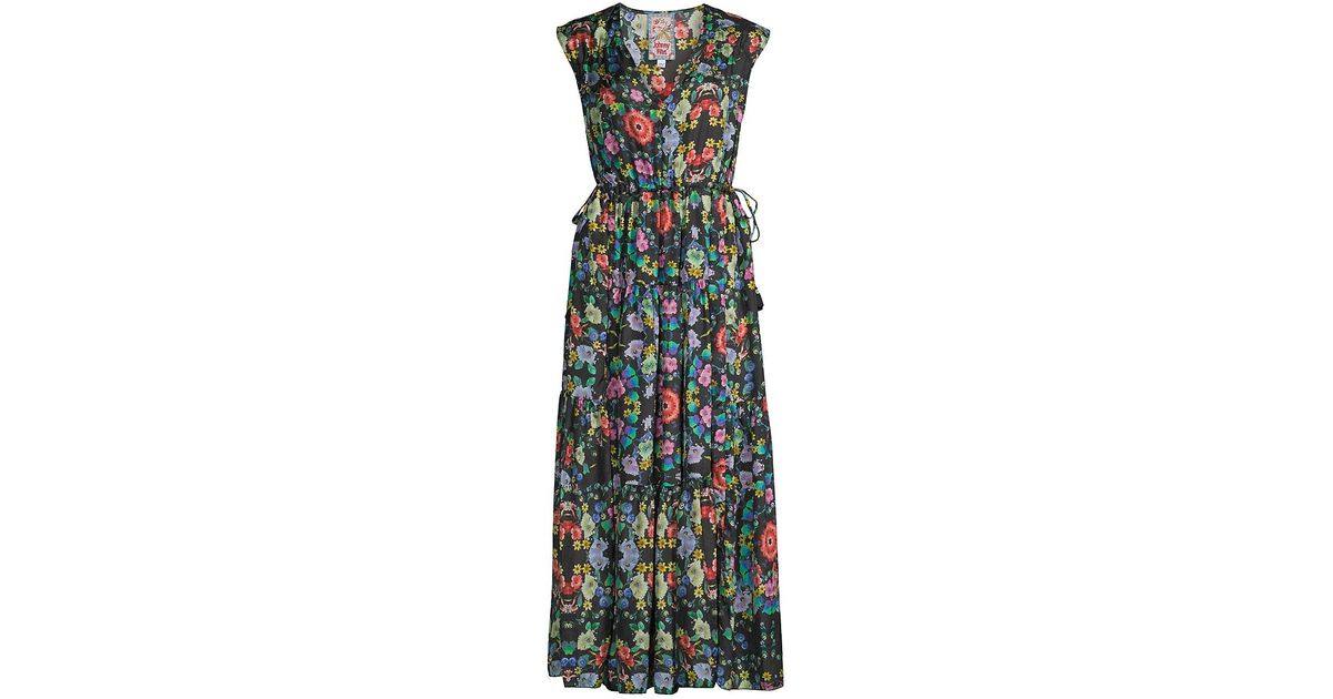 Johnny Was Ella Natania Tiered Silk Mididress in Natural Lyst