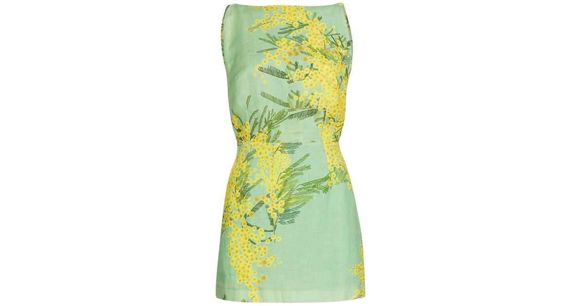 Bernadette Kimberly Floral Linen Minidress In Green Lyst