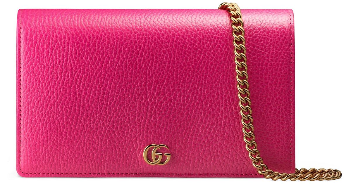 gucci petite marmont wallet on chain red
