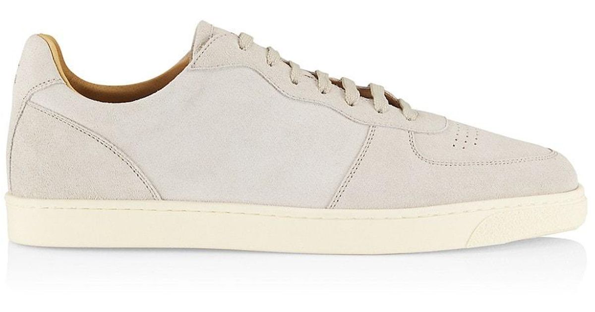 Brunello Cucinelli Suede Basket Lowtop Sneakers in White for Men Lyst