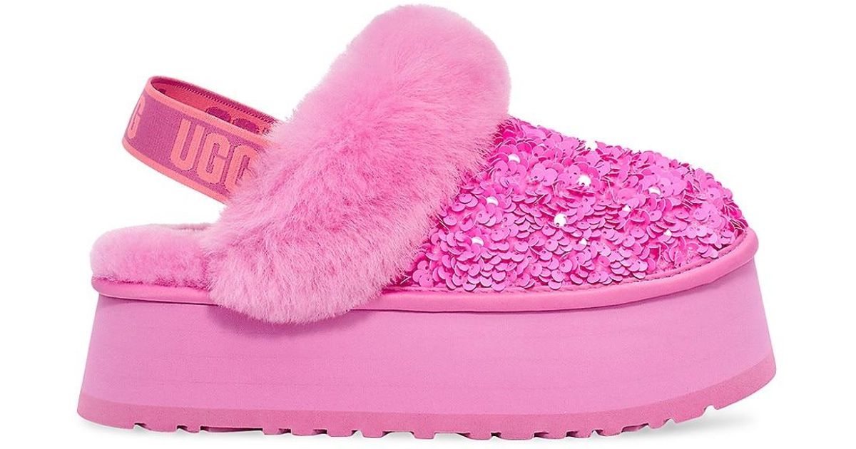 UGG Echinacea Funkette Chunky Sequin Suede Platform Slippers in Pink | Lyst