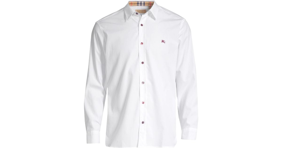 Burberry William Color Pop Woven Button-down in White for Men | Lyst