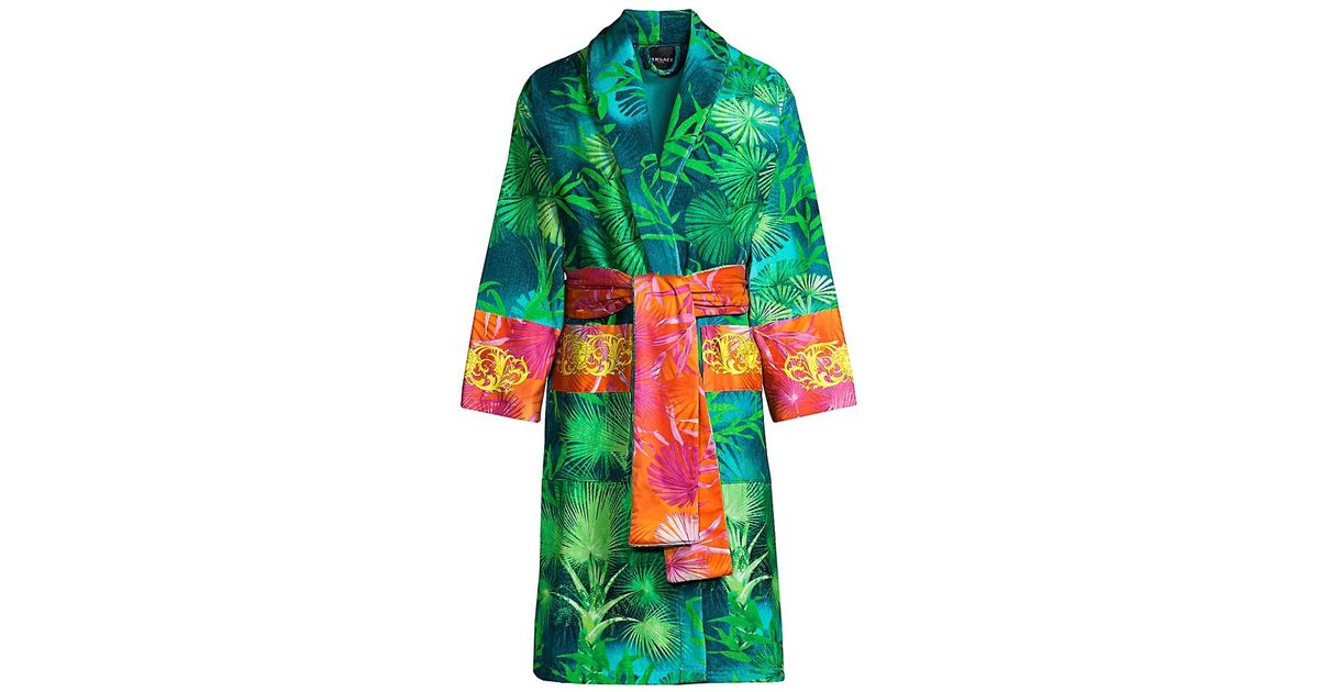 versace logo toweling baroque bathrobe