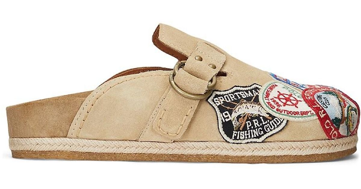 Polo Ralph Lauren Turbach Logo-patch Suede Clogs in White for Men | Lyst