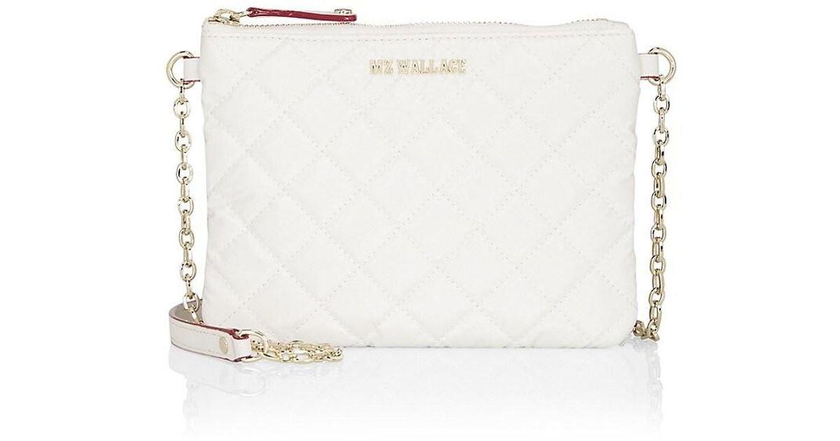 MZ Wallace Synthetic Ruby Quilted Nylon Crossbody Bag in Pearl (White