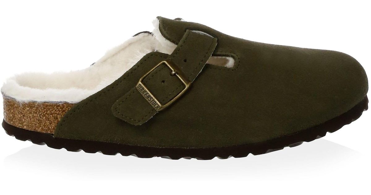 Boston Shearling Clogs in Forest Green 