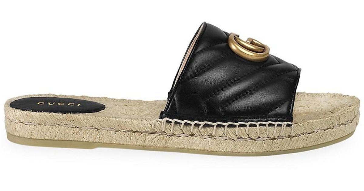 Gucci Leather Pilar Espadrille Sandals in Black - Save 28% - Lyst