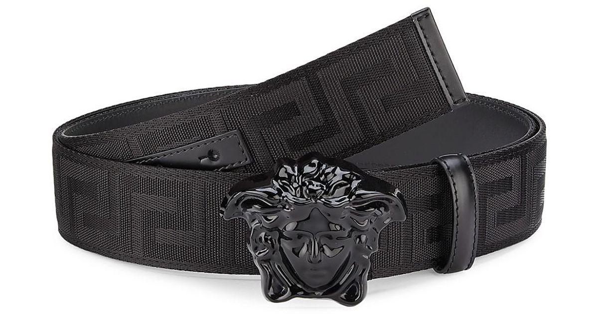 Medusa Buckle Printed Nylon Belt 