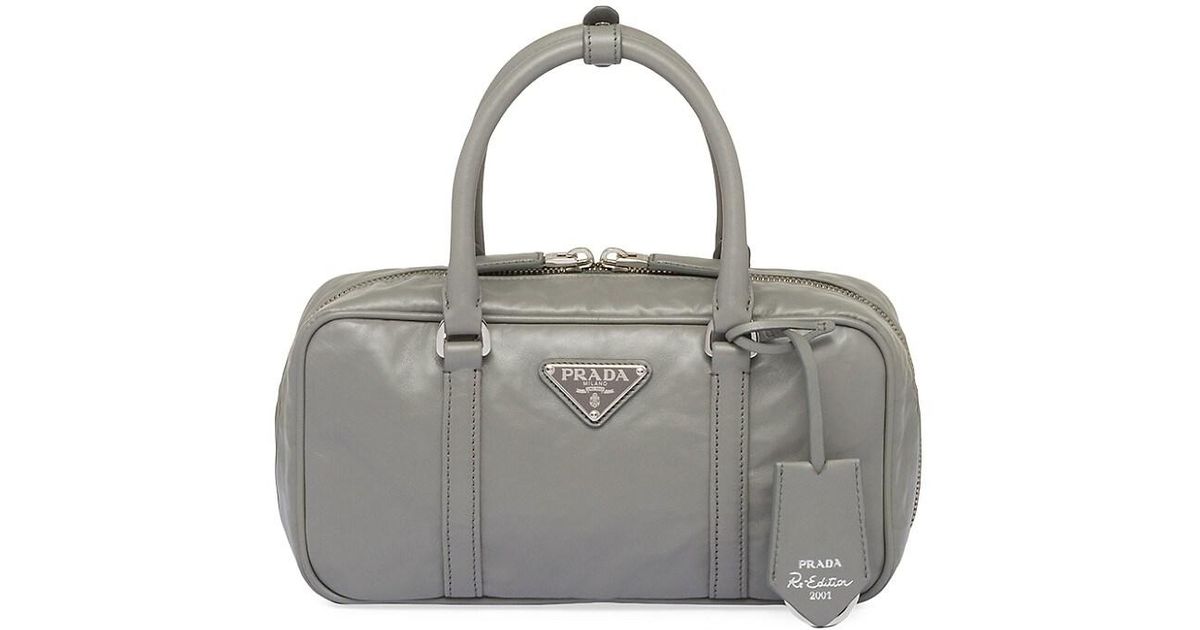 Prada Small Antique Nappa Leather Top Handle Bag in Gray Lyst