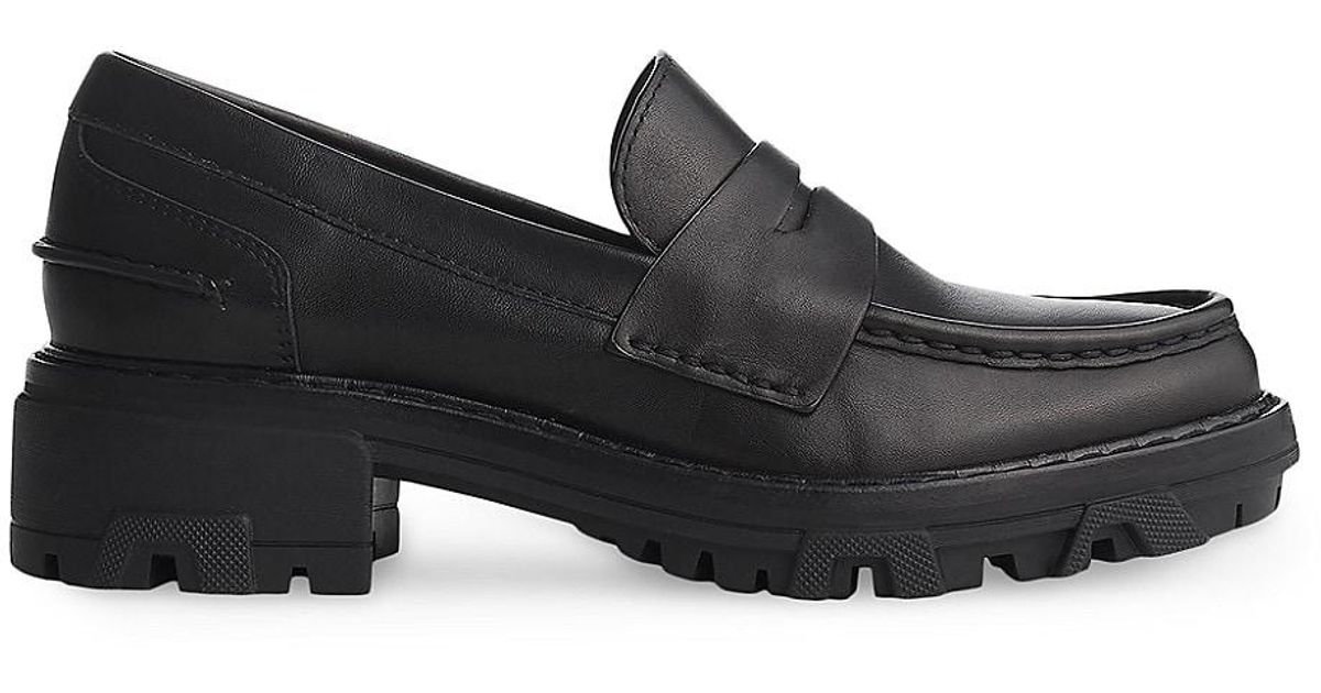 Rag & Bone Shiloh Leather Lug-sole Loafers in Black | Lyst