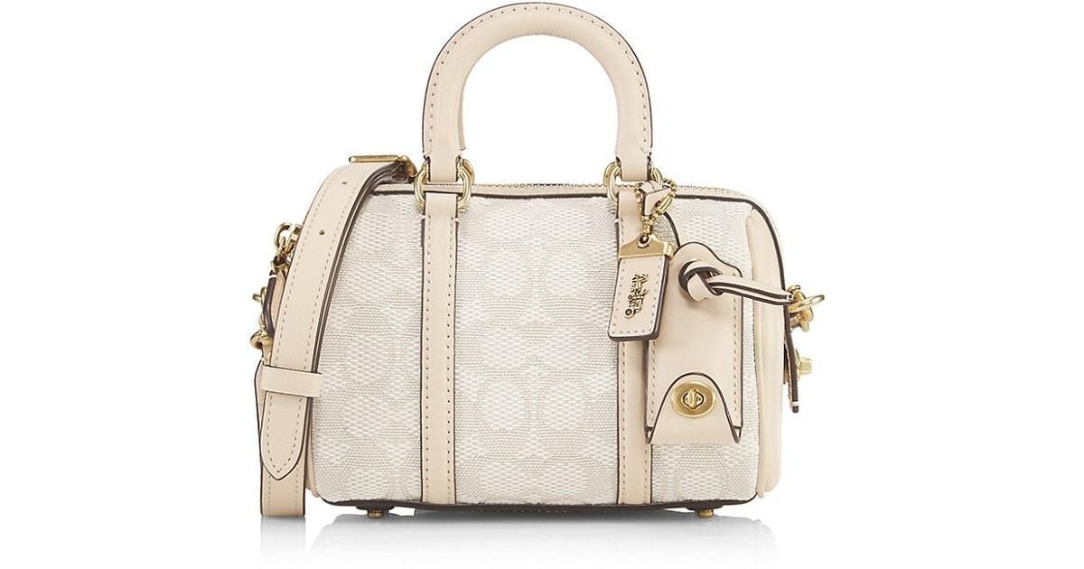 COACH Ruby 18 Signature Textile Jacquard Satchel in White | Lyst