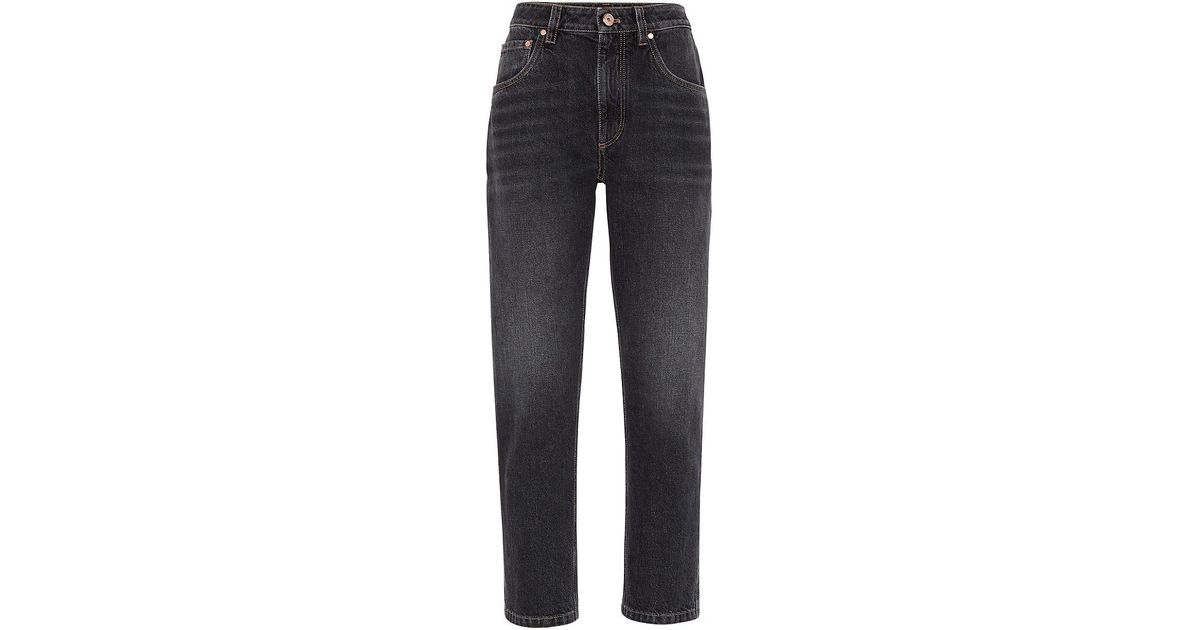 Brunello Cucinelli Authentic Denim Straight Jeans With Shiny Bartack in ...