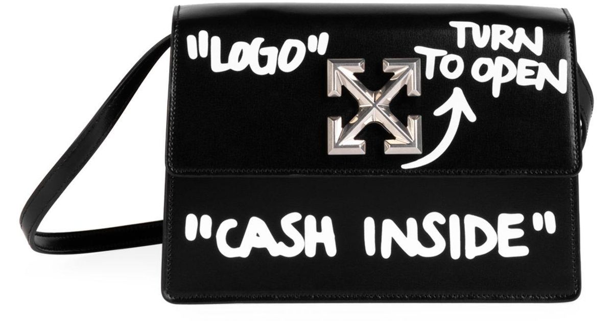 Off-White c/o Virgil Abloh Jitney 1.0 Cash Inside Leather Crossbody Bag in Black White (Black ...