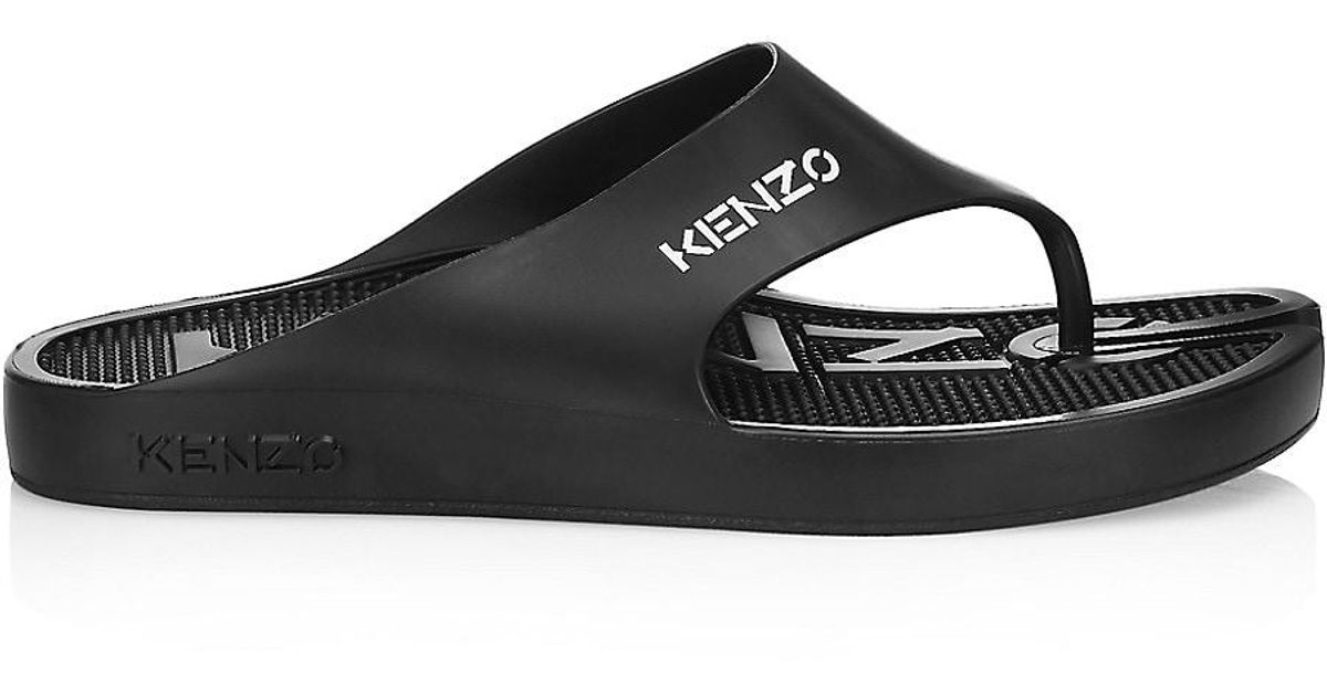 KENZO Rubber K-beach Flip Flops in Black for Men | Lyst