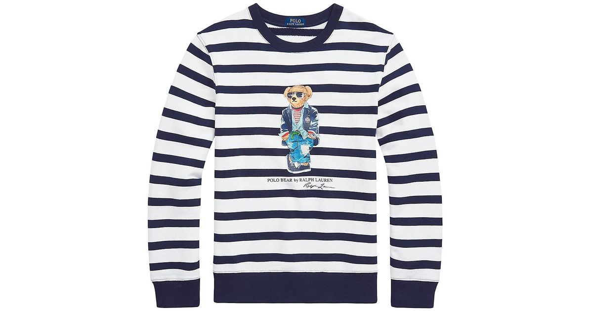Polo Ralph Lauren Striped Preppy Polo Bear Long-sleeve T-shirt in Blue ...
