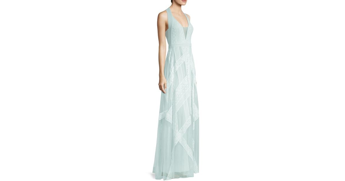 raissa striped lace halter gown