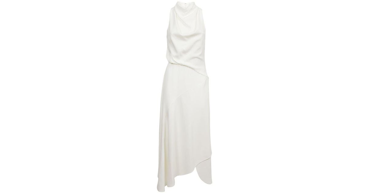 Reiss Giana Draped Midi-dress in White | Lyst