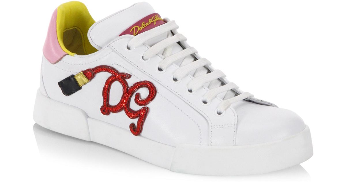 dolce & gabbana embellished leather sneakers