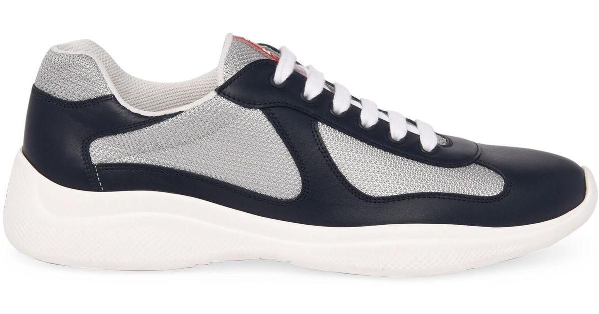Prada Leather And Technical Fabric Sneakers in Black for Men - Lyst