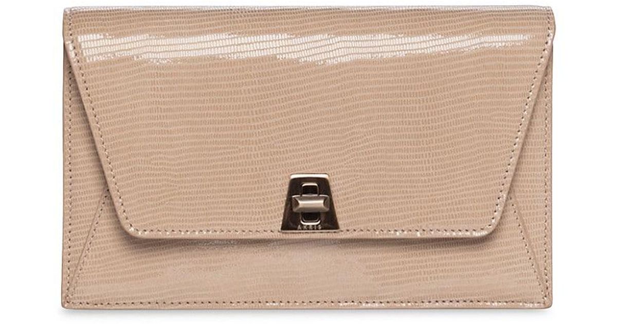Akris Anouk Lizardembossed Leather Envelope Bag in Natural Lyst