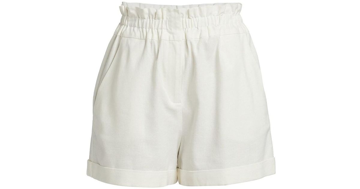 Wayf Linen Layne Paperbag Shorts in Ivory (White) | Lyst