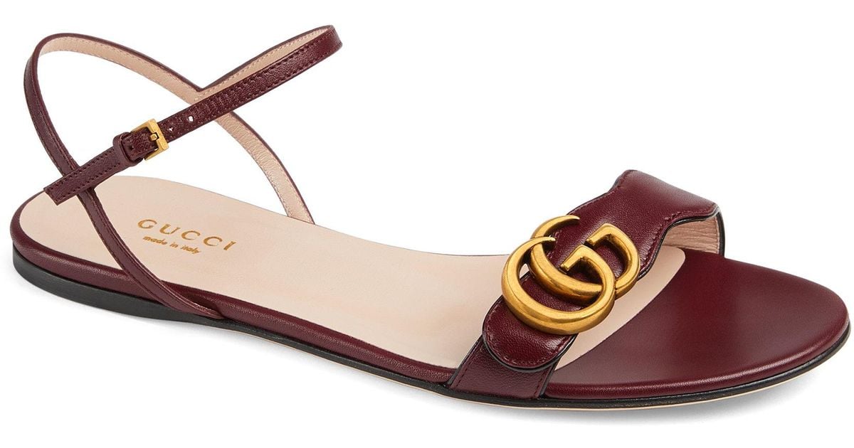 Gucci Marmont Leather Double G Sandals | Lyst