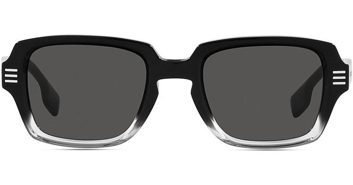 Burberry Be4349 51mm Rectangle Sunglasses in Black for Men | Lyst