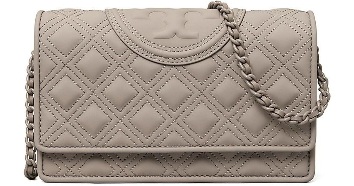 Tory Burch Fleming Matte Walletonchain in Gray Lyst