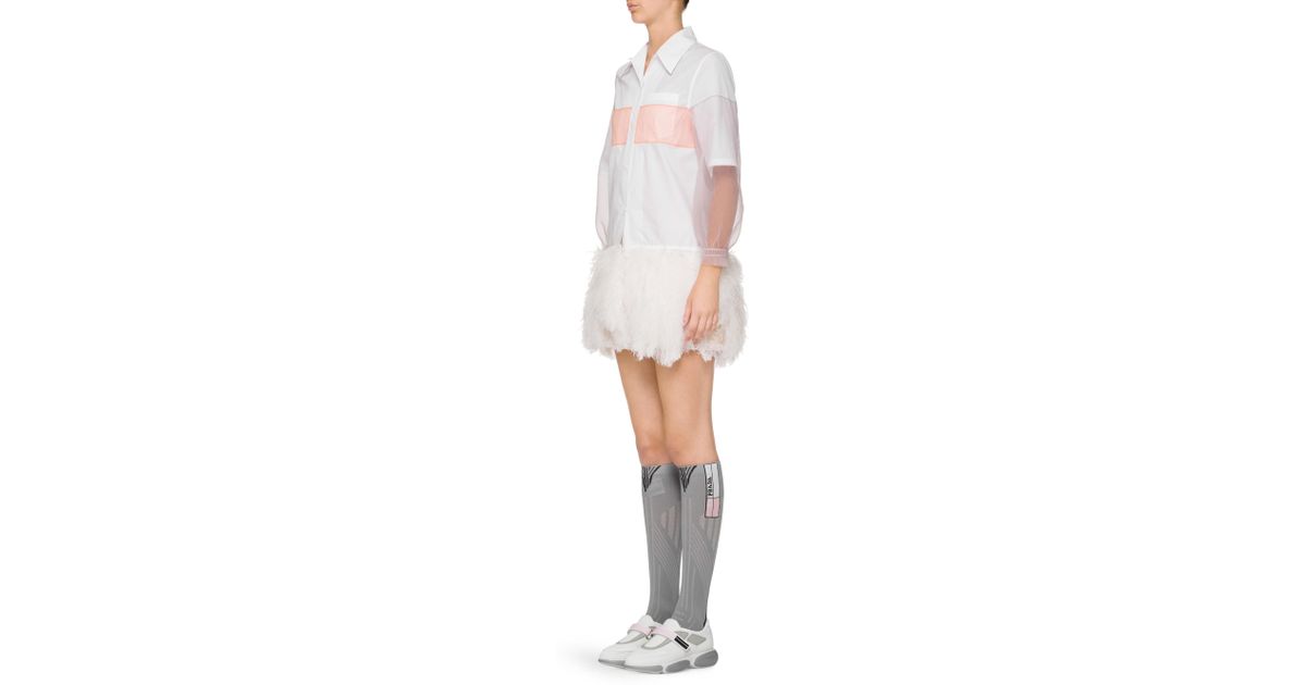 Prada Cotton Feather Shirt Dress in 