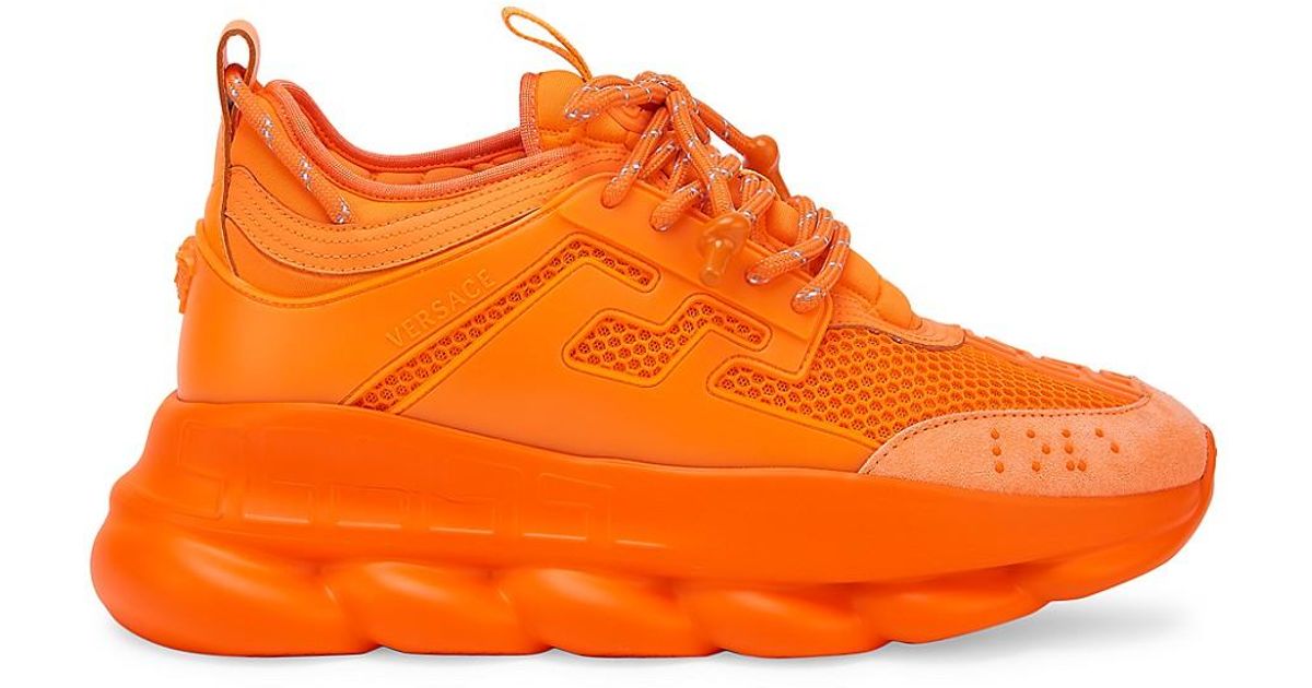 Versace Synthetic Chain Reaction Sneakers in Orange for Men | Lyst