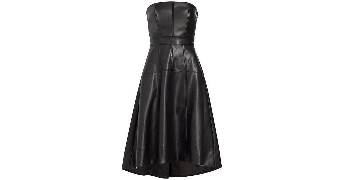 En Saison Dawn Faux Leather Bustier Midi-dress in Black | Lyst