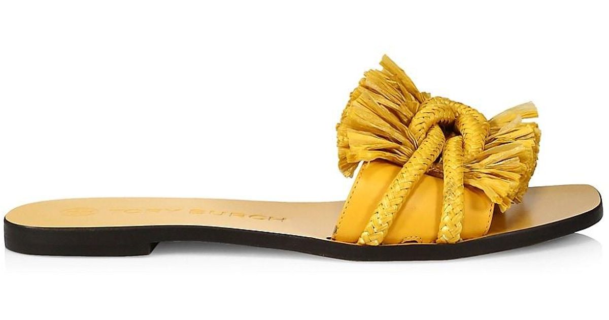tory burch rope fringe leather slides