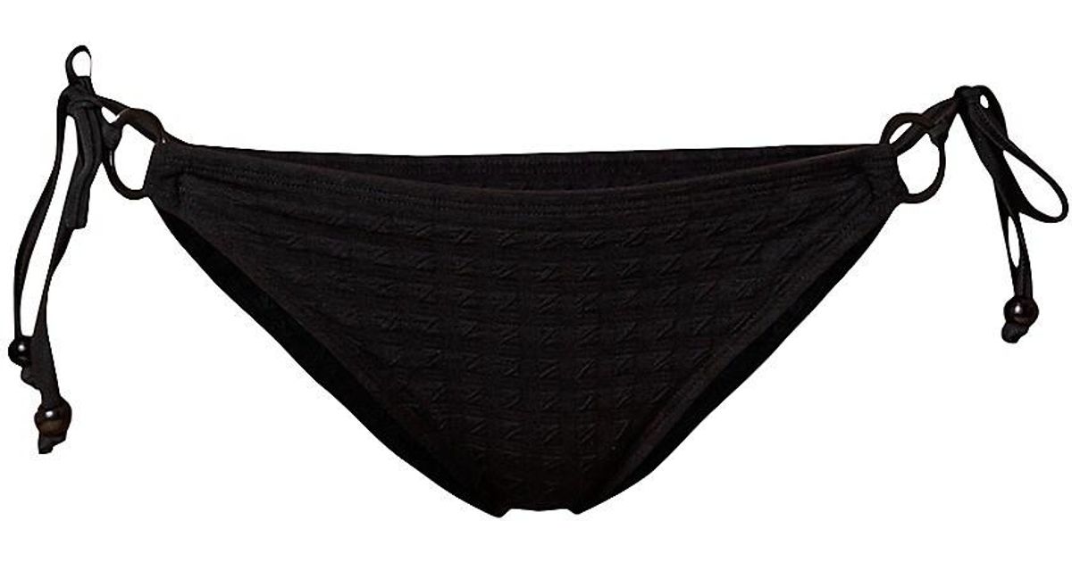 Shoshanna Synthetic Textured O-ring String Bikini Bottom in Black | Lyst