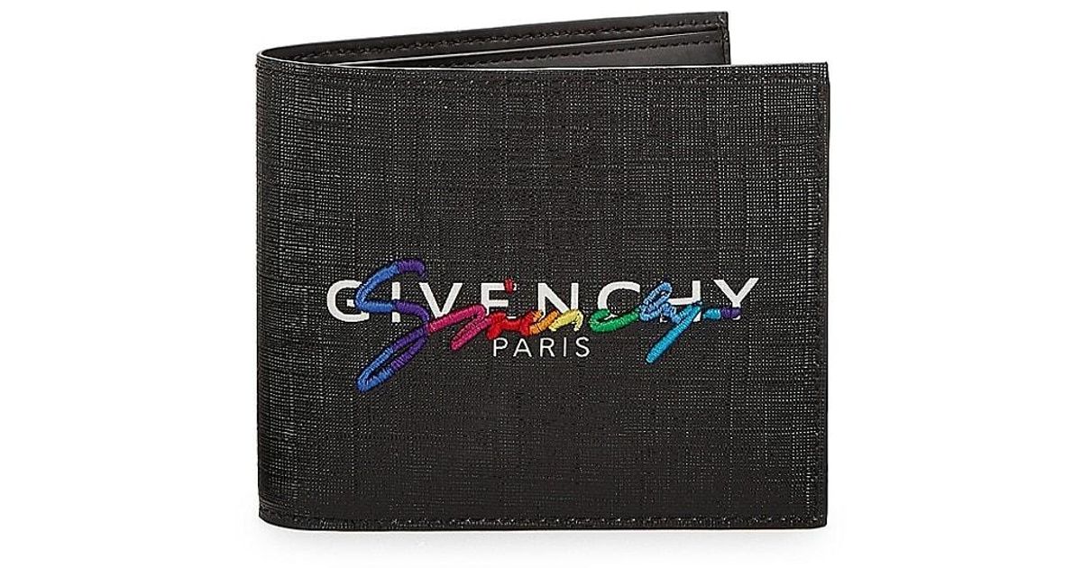 Givenchy Cotton Rainbow Logo Embroidered Billfold Wallet in Black for ...
