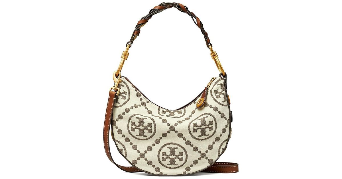 Tory Burch T Monogram Grommet Mini Crescent Bag in White Lyst