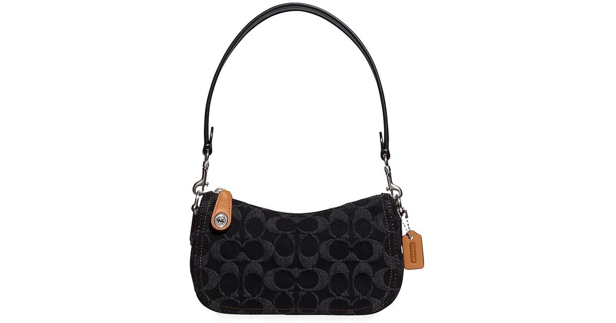 COACH Swinger Monogram Denim Shoulder Bag in Black Lyst