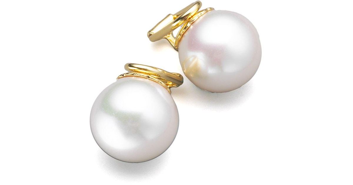 Majorica 14mm White Organic Pearl Clip-on Earrings | Lyst