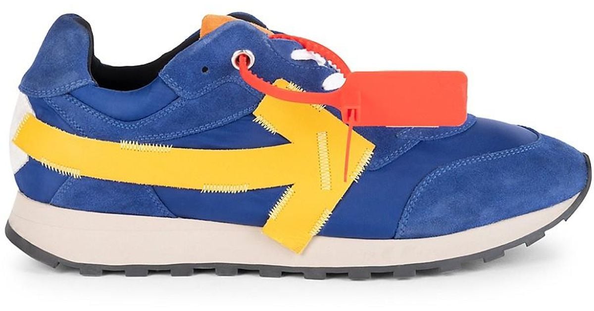 Off-White c/o Virgil Abloh Arrow Suede Running Sneakers in Blue 
